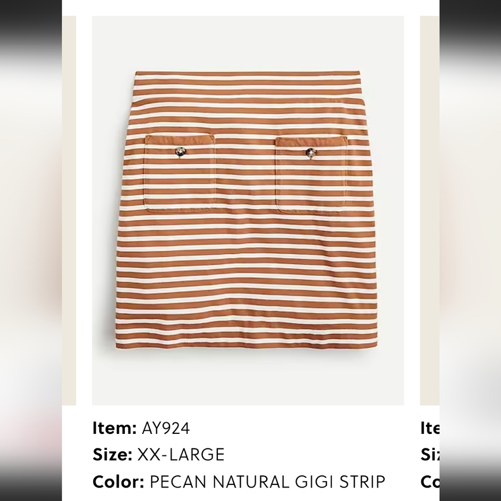NWT J. Crew Gigi Striped Mini Skirt in Pecan Natural in XXL